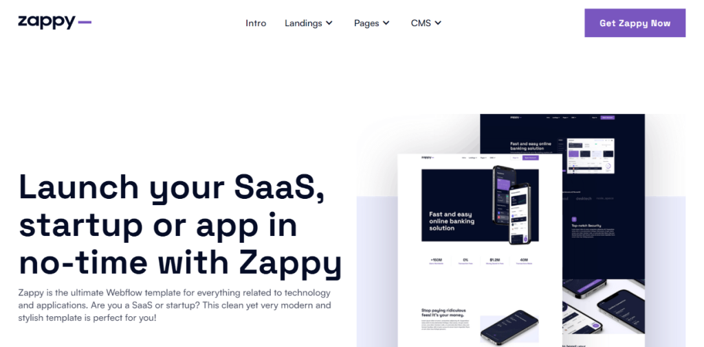 10+ best webflow saas templates - Zappy