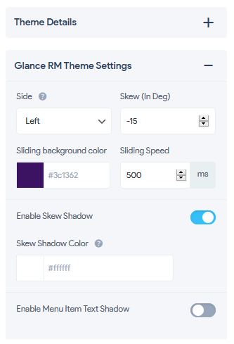 Glance RM Theme - Theme Settings