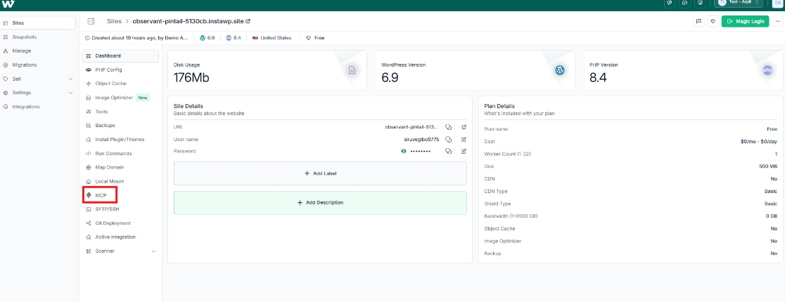 InstaWP MCP Integration