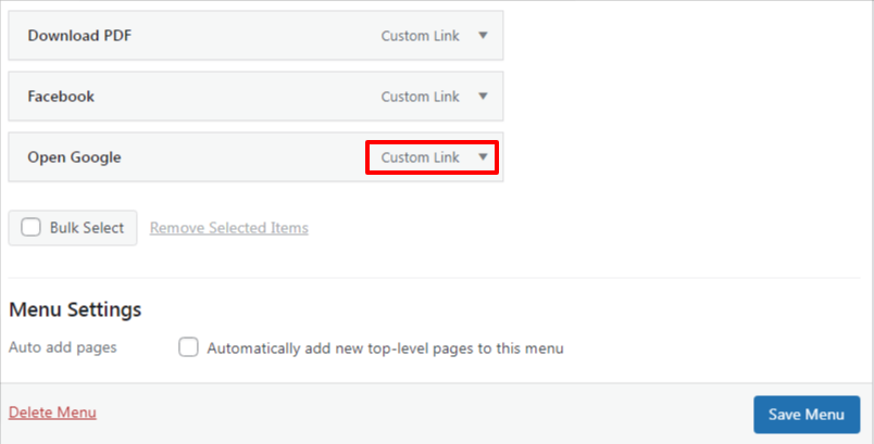 How to Open the Header Button in Another Window - Make Changes in the Custom Links 